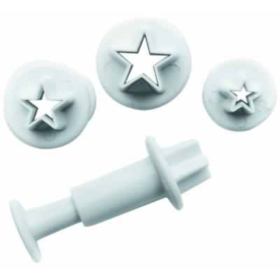 Ibili 788403 lot de 3 emporte-pièces avec poussoir étoile