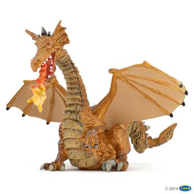 Figurine dragon or avec flamme papo