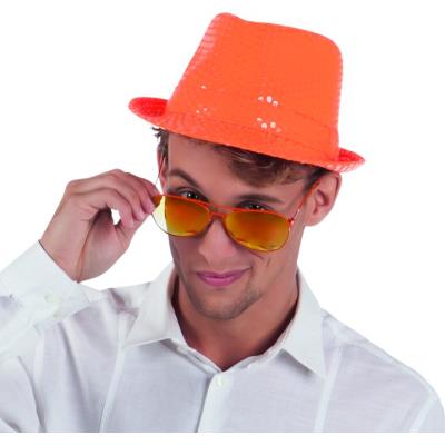 Chapeau à sequins orange adulte taille unique