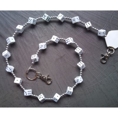 chaine de portefeuille dé blanc biker rock roll rockabilly