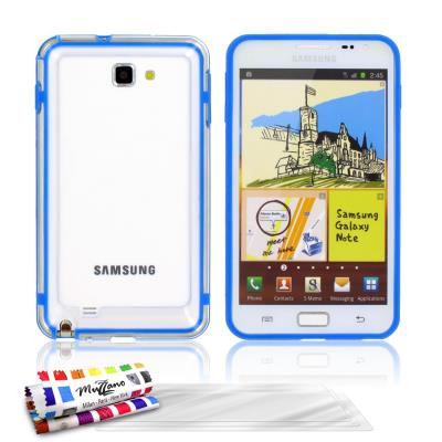 Bumper ORIGINAL Bleu , Hybrid,  de MUZZANO pour SAMSUNG GALAXY NOTE + 3 Films de Protection Ecran UltraClear Pour SAMSUNG GALAXY NOTE