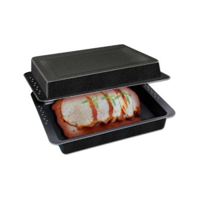 chg 9878-41 ensemble de 2 plats de cuisson avec poignée et système de fermeture gris métallisé