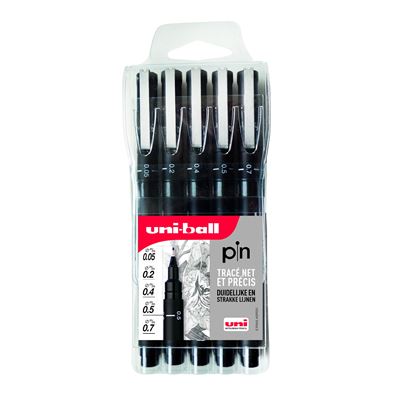 Pochette de 5 feutres techniques noirs spécial dessin n°1 - pin