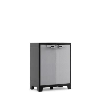 Armoire basse en resine - Gris et noir - 100x80x44cm
