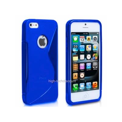 Housse etui coque silicone gel BLEU pour Apple iPhone 5 5S 5G + film ecran