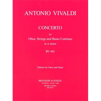 Partitions classique EDITION BREITKOPF VIVALDI A. - CONCERTO IN A RV 463 - HAUTBOIS, PIANO Hautbois