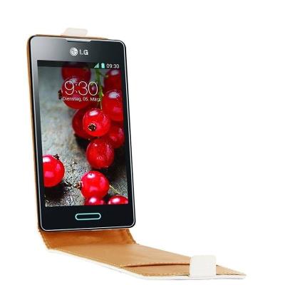 Etui Flip à rabat en cuir blanc LG Optimus L5-2 SC