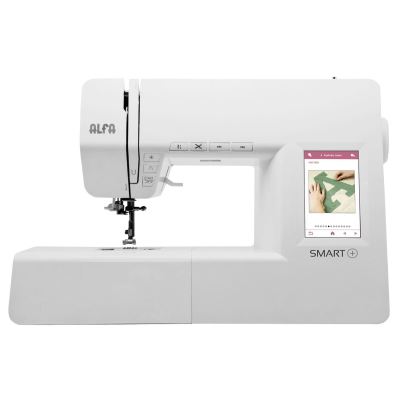 Alfa Smart Plus Machine à Coudre électronique 100 Points Coloris Blanc/Gris