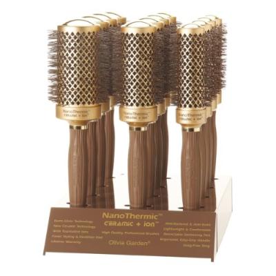 OLIVIA GARDEN NT-D12 LOT DE 12 BROSSES RONDES NANOTHERMIC, LIVRÉES SUR PRÉSENTOIR