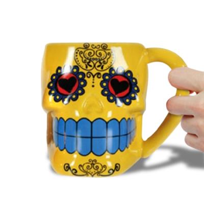 Mug en forme de tête de mort tasse mexicaine blanc