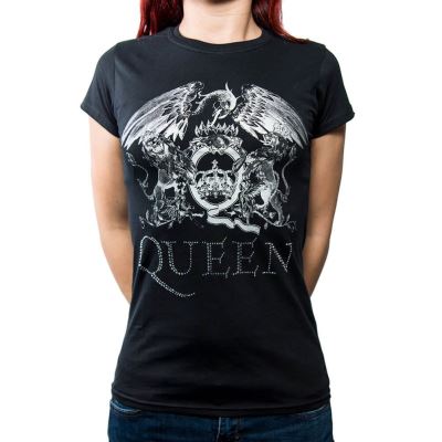 Logo Reine Crest femmes Diamante T-shirt noir: XX Large