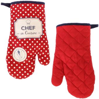 Gant De Cuisson Bistrot Chef En Cuisine Coton Imprime Vintage
