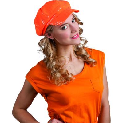 Casquette à sequins orange adulte taille unique