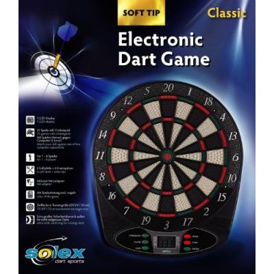 SOLEX 43317 JEU DE FLÉCHETTES ÉLECTRONIQUE CLASSIC POUR 1 À 8 JOUEURS AVEC 6 FLÉCHETTES ET 24 POINTES 49 X 42 X 3 CM MULTICOLORE