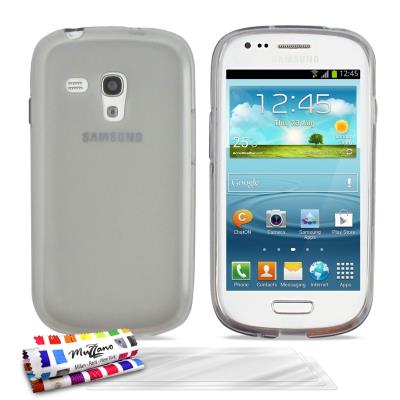Coque Souple ORIGINAL Ultra Fine Gris Le Glossy Hybrid de MUZZANO pour SAMSUNG GALAXY S3 MINI ( I8190 ) + 3 Films de Protection Ecran UltraClear Pour SAMSUNG GALAXY S3 MINI ( I8190 )