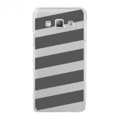 Coque rigide transparente pour Samsung Galaxy A7 avec impression Motifs bandes grises
