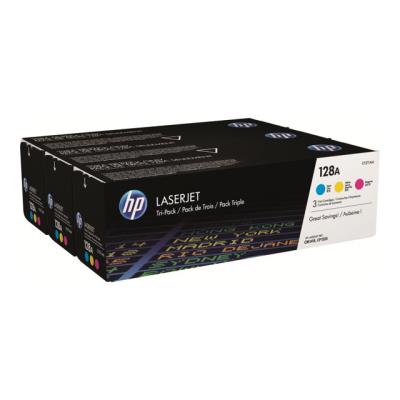 HP 128A Tri-pack - 3 - geel, cyaan, magenta - origineel - LaserJet - tonercartridge (CF371AM)