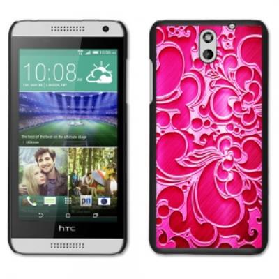 Coque noire pour HTC Desire 610 motifs Arabesques coloris fushia