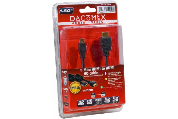 Dacomex Cordon Mini HDMI Mâle vers HDMI Mâle HQ - 1,80 m
