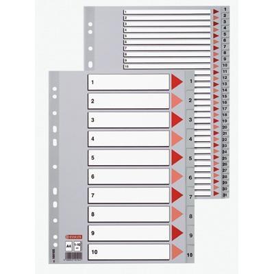 Esselte a4 polypropylène 1-5 partie indices - gris 100103
