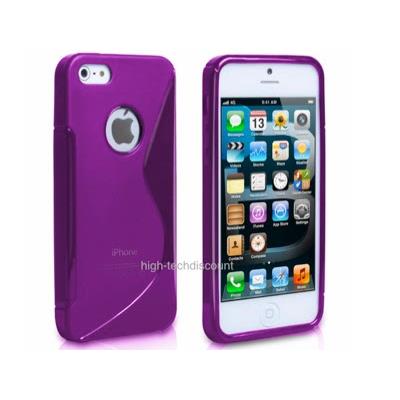Housse etui coque silicone gel MAUVE pour Apple iPhone 5 5S 5G + film ecran