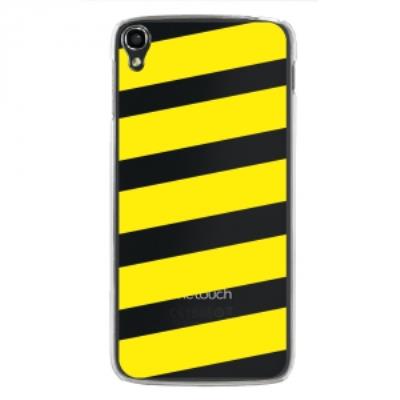 Coque rigide transparente pour Alcatel Idol-3 de 5,5 pouces impression bandes jaunes