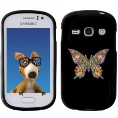 Coque Souple en gel noir pour Galaxy Fame avec impression Motifs papillon psychédélique