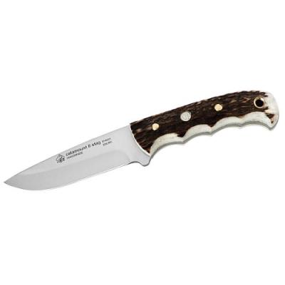 PUMA 304211 COUTEAU IP CATAMOUNT II STAG AVEC LAME EN ACIER 440 C, MANCHE HIRSCHHORN ET ÉTUI EN CUIR