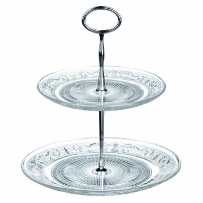 PREMIER HOUSEWARES 1402622 PRÉSENTOIR À GÂTEAU DE 2 NIVEAUX EN VERRE TRANSPARENT