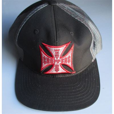 casquette WCC west coast choppers noir et grise croix malte