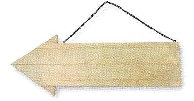 Flèche en bois avec chaîne en métal, 40x15 cm