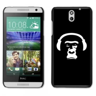 Coque noire pour HTC Desire 610 motif Singe avec son casque