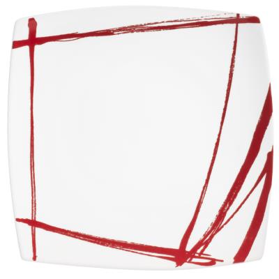 Table Passion - Plat Carre Rouge 31 Cm Porcelaine Decor Expression
