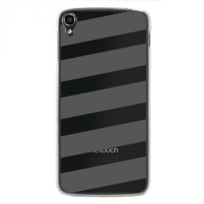 Coque rigide transparente pour Alcatel Idol-3 de 5,5 pouces impression bandes grises