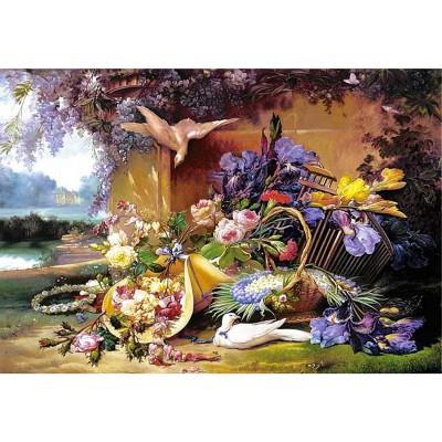 Puzzle 2000 pièces - Vie élégante parmi les fleurs, Eugène Bidau