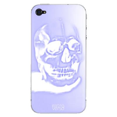 Autocollant + coque iphone 4 4s blue neon skull extraverso