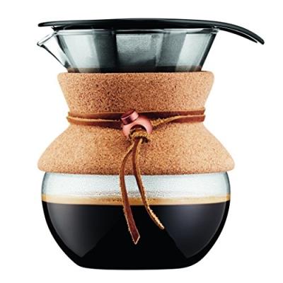 Bodum - 11592-109 - pour over - cafetière avec filtre inox à maille fine, finition liège, 0.5 l