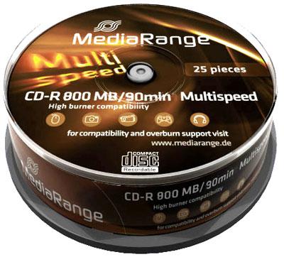 CD-R 90mn 800Mo, 25 pièces en cake box