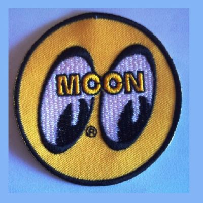 patch moon eyes rond jaune ecusson thermocollant hot rod