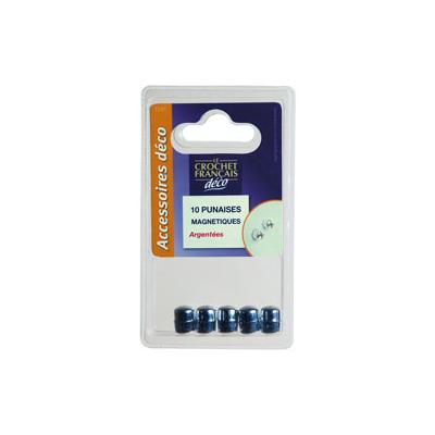 Le crochet francais punaises magnetiques argent sachet x10