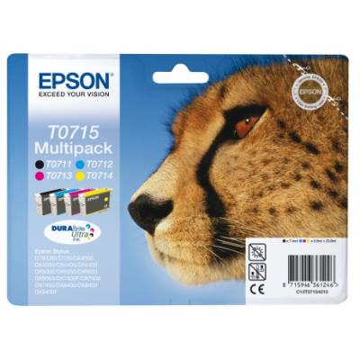 Epson T0715 Cartouche d'encre d'origine DURABrite Ultra Multipack Noir, Cyan, Magenta, Jaune