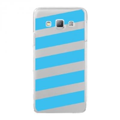 Coque rigide transparente pour Samsung Galaxy A7 avec impression Motifs bandes bleues