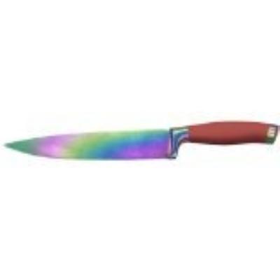 TUTTI CUISINE GLO7479 COUTEAU CHEF REVÊTEMENT TITANE/MANCHE INOX ARC EN CIEL/ROUGE 15 CM