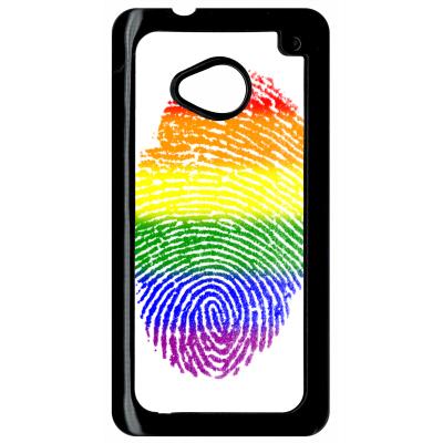 Coque HTC m7 empreinte digitale drapeau gay pride