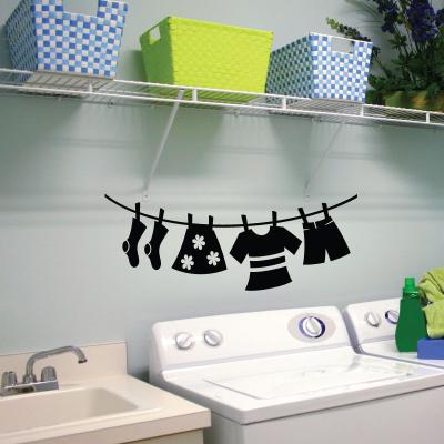 Pick and Stick Sticker Mural porte suspendre le linge - 75 x 25 cm, Noir