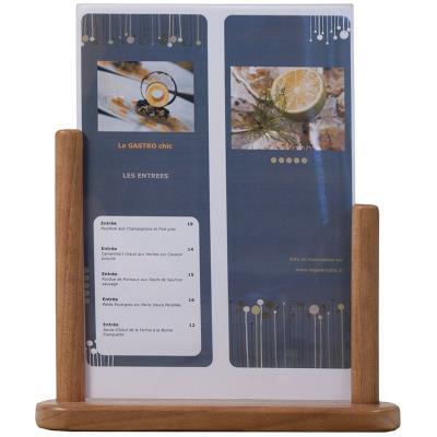 Porte menu/affiche de table teck A4