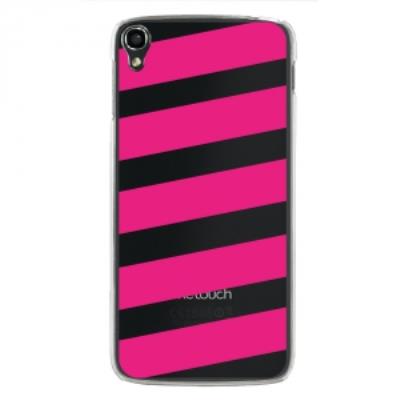 Coque rigide transparente pour Alcatel Idol-3 de 5,5 pouces impression bandes fushias