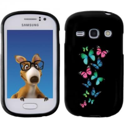 Coque Souple en gel noir pour Galaxy Fame avec impression Motifs papillons colorés