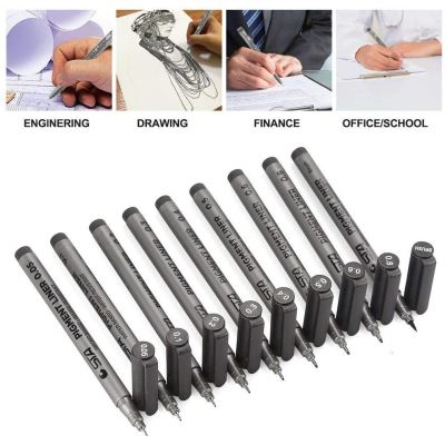Fineliner Set de 8 stylos à dessin à encre noire à épaisseur de pointes  différentes for Micro Liner Pen pour l'artiste Illustration Dessin  technique documents d…