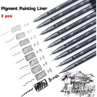 EooUooIP Micro Pen Fineliner Stylo à encre, lot de 12 stylos à pointe fine,  stylo à pigment noir Fineliners Art Supplies Fine Point Sketch Pens Brush  Shading dessin Stylo de dessin pour